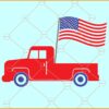 Truck with Flag SVG, Patriotic Red Truck SVG, Funny 4th of July SVG