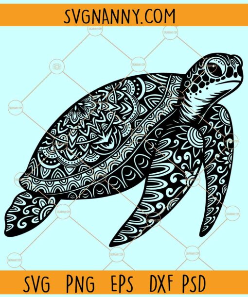 Turtle mandala SVG, Mandala Turtle SVG, Sea Turtle SVG, Turtle Zentangle Svg, Turtle Clipart SVG