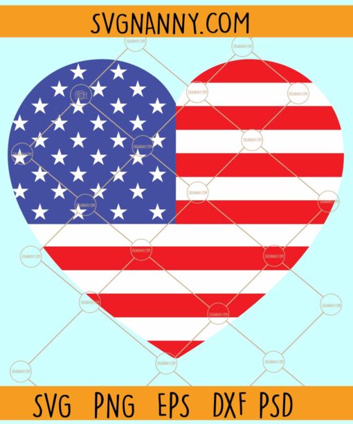US Flag Heart SVG, Patriotic Heart SVG, Love 4th of July SVG, USA Flag svg
