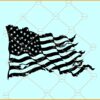 Waving tattered flag SVG, tattered American flag SVG, US flag PNG