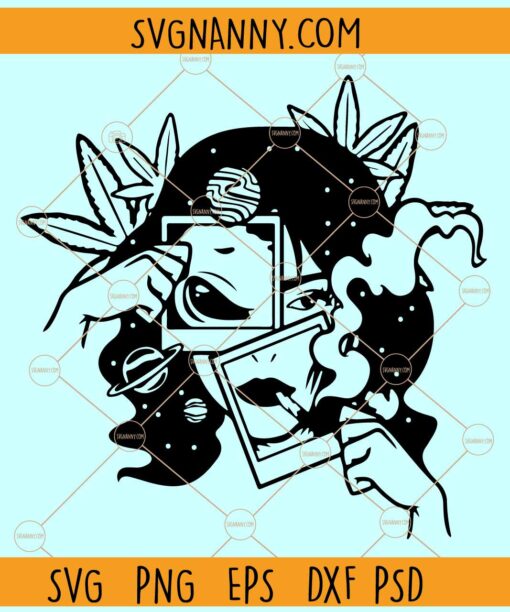 Alien girl smoking weed SVG, Weed Girl svg, Weed Lover SVG, Weed Leaf svg
