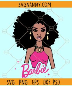 Black Doll Barbie SVG, Black Doll Curly Afro SVG, Barb Svg, Princess Silhouette SVG