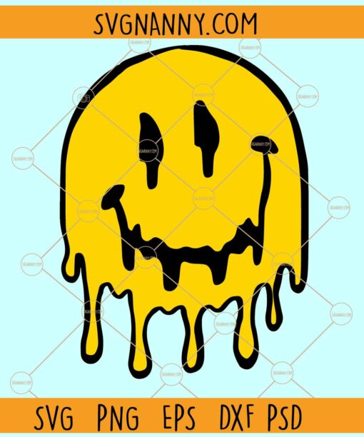 Dripping smiley face SVG, Smiley Face Svg , Scary Face SVG,  Melted smiley Face SVG