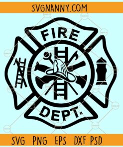 Fire department SVG, Maltese Cross Svg, Fire Dept Svg, Fire Rescue Emblem SVG