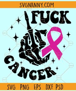 Fuck Cancer Skeleton middle finger SVG, Breast Cancer Awareness SVG
