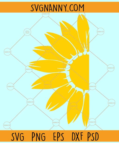 Half Sunflower Svg, Sunflower Monogram SVG, Split Sunflower SVG