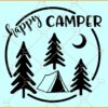 Happy Camper SVG, Pine Trees SVG, Tent SVG, Camping SVG, Adventure SVG