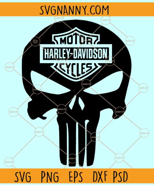 Harley Davidson punisher skull SVG, Harley Davidson Motorcycle Logo SVG