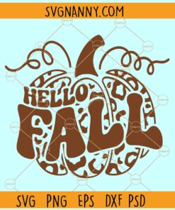 Hello fall pumpkin SVG, Retro Fall SVG, Hello Pumpkin SVG, Fall SVG