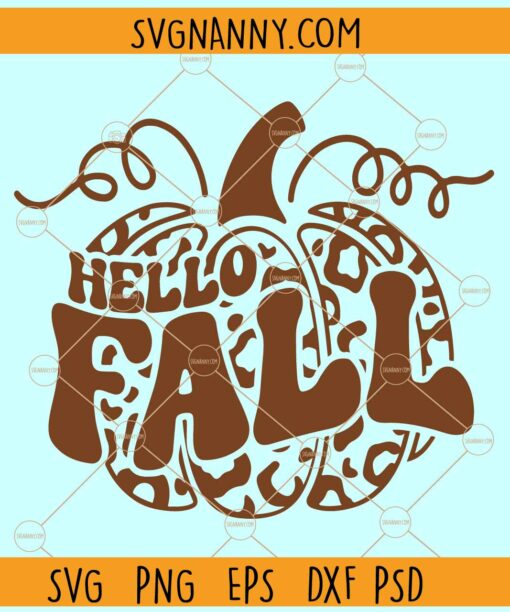 Hello fall pumpkin SVG, Retro Fall SVG, Hello Pumpkin SVG, Fall SVG