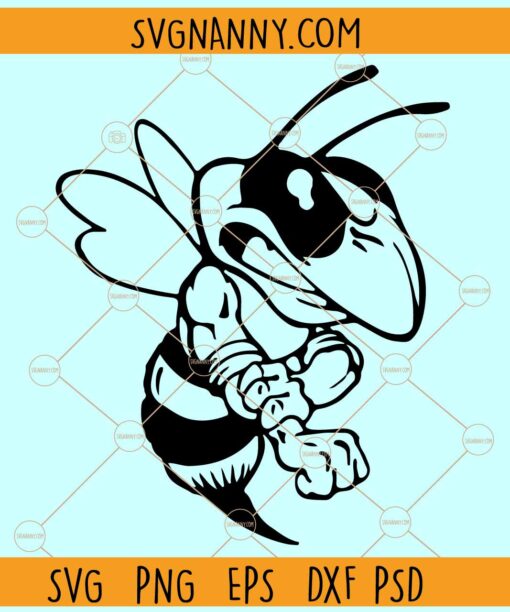 Hornets bee mascot SVG, Hornet Bee Mascot Svg, Yellow Jacket hornet svg