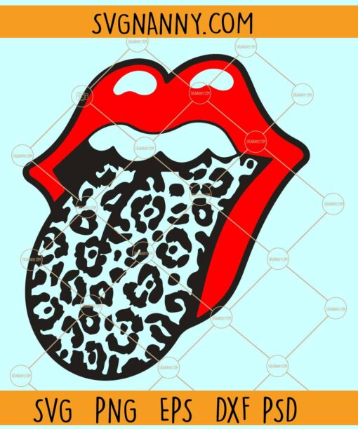 Leopard print tongue out SVG, rolling stones tongue svg, cheetah tongue out svg