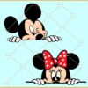 Peeking Mickey and Minnie SVG, Minnie mickey mouse peeking svg, Disney SVG