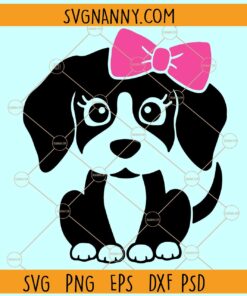 Puppy with bow SVG, Girl Puppy SVG, Cute Puppy SVG, Dog Lover SVG