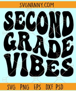 Second grade vibes SVG, Wavy Letters Svg, Second Grade SVG, 2nd Grade SVG