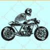 Skeleton Riding Motorcycle SVG, Skeleton Biker SVG, Skull Biker SVG