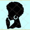 Afro Black Woman Praying SVG, Afro Black Woman Silhouette SVG