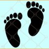 Baby feet silhouette SVG, newborn svg, baby svg, Baby Footprint svg