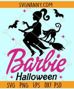 Barbie on witch broom SVG, Barbie Halloween SVG, The Witch Barbie SVG
