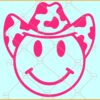 Cow Print Hat Smiley Face SVG, Cowboy Smiley SVG, Cow Print Cowboy Hat SVG