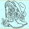 Cowgirl boots with flowers SVG, Cowboy Boots SVG file, Cowgirl SVG, Country SVG
