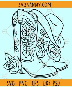 Cowgirl boots with flowers SVG, Cowboy Boots SVG file, Cowgirl SVG, Country SVG