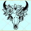 Floral cow skull SVG, bull skull svg, Western svg, Cow skull with flowers svg
