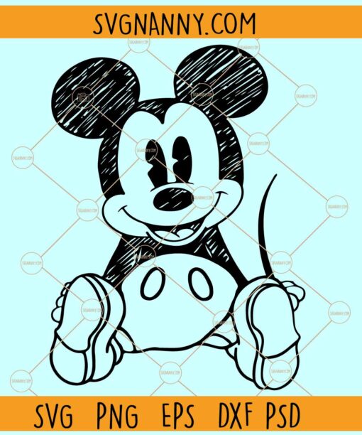 Hand drawn Mickey SVG, Mickey Mouse Drawing SVG, Mickey Mouse Clipart SVG