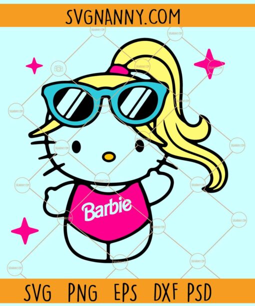 Hello Kitty Barbie SVG, Hello Kitty SVG, Barbie doll SVG