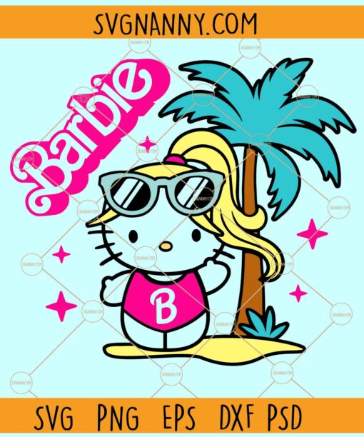 Hello Kitty Barbie Summer SVG, Hello Kitty Summer Svg, Hello Kitty Barbie SVG