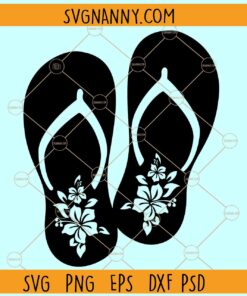 Hibiscus Flip Flops SVG, Summer Flip Flops Svg, Tropical Flip Flops Svg