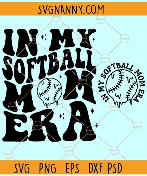In my Softball mom era svg, Wavy Letters SVG, Softball Mama Svg, Softball Mom SVG