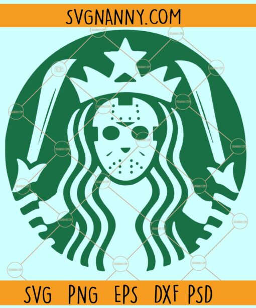 Jason Starbucks SVG, Jason Voorhees Starbucks SVG, Halloween SVG, Jason Voorhees Horror Starbuck Logo SVG