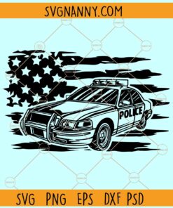 Police car flag SVG, Police car US Flag SVG, US Police car SVG