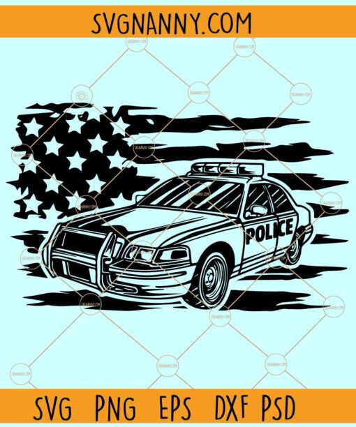 Police car flag SVG, Police car US Flag SVG, US Police car SVG