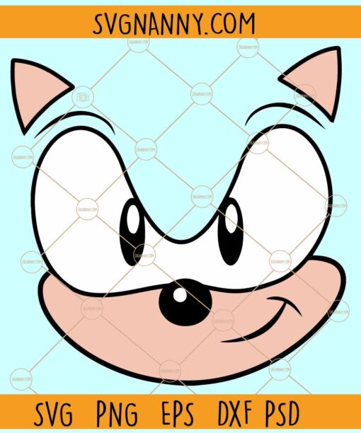 Sonic Face Head SVG, Sonic SVG, The Hedgehog Svg, Cute Sonic Svg