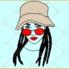 Woman with dreadlocks and hat SVG, Afro girl SVG, Locs woman SVG