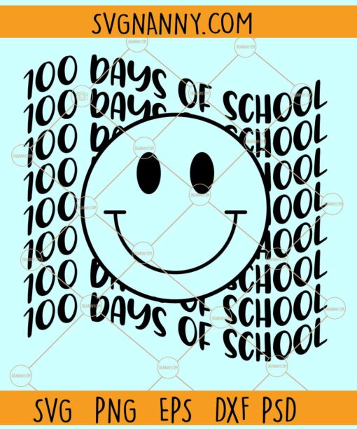 100 Days of school smiley face svg, Retro Smiley SVG, Happy 100 Days Of School SVG
