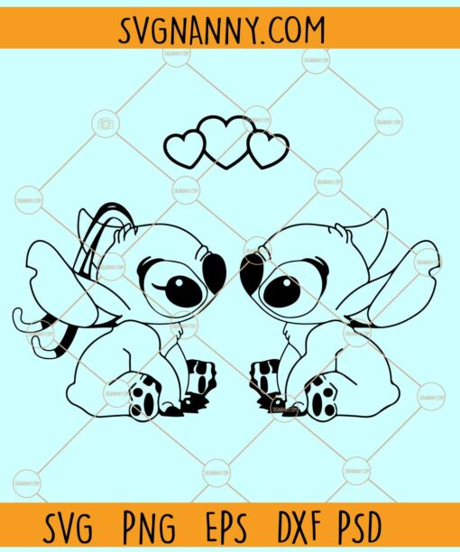 Angel and Stitch SVG, Angel and Stitch Love SVG, Cute Cartoon Characters SVG, Love SVG
