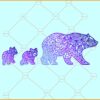 Bear mama and cubs Zentangle svg, Floral mama bear and baby bear cubs svg