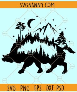 Boar mountain scene SVG, Wild Boar Outdoor Scene Svg, Wild Animal Scenery  SVG