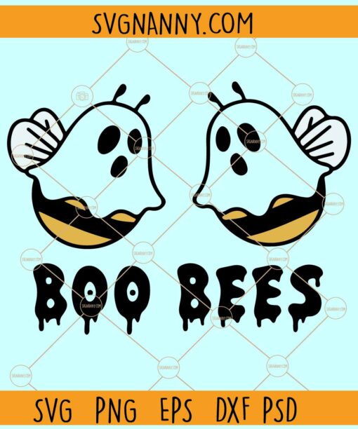 Vintage Boo Bees Ghost Halloween SVG, Boo Bees Svg, Ghost Bee Svg, Boo Svg