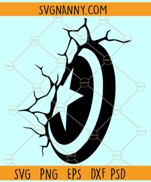 Cracked Captain America shield SVG, Captain America SVG, Captain America Shield Cracked Wall Svg