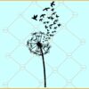 Dandelion with birds svg, Dandelion Flower svg, Dandelion with Birds Flying Away SVG
