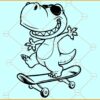 Dinosaur on Skateboard SVG, Dino on Skateboard SVG, Tyrannosaurus Skateboard SVG