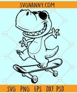 Dinosaur on Skateboard SVG, Dino on Skateboard SVG, Tyrannosaurus Skateboard SVG