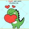 Dinosaur with heart SVG, Loveasaurus SVG, valentine dinosaur svg