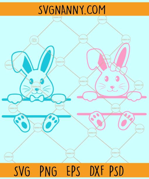 Easter Bunny split monogram SVG, Easter Monogram Svg, Easter Bunny Frame Monogram SVG