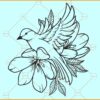 Floral bird svg, Cute Bird svg, Bird on flower SVG, Love Birds SVG
