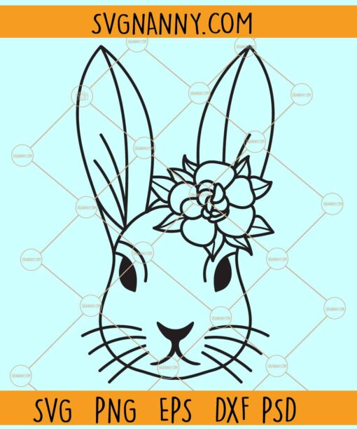 Floral easter bunny svg, Easter Bunny Svg, Bunny Flower Svg, Happy Easter Svg